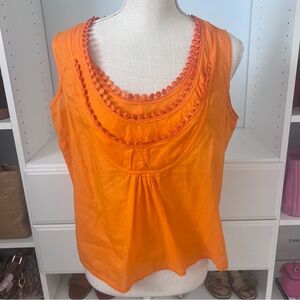 Tory Burch $495 Cotton Scalloped Embroidered Tank Top 🍊